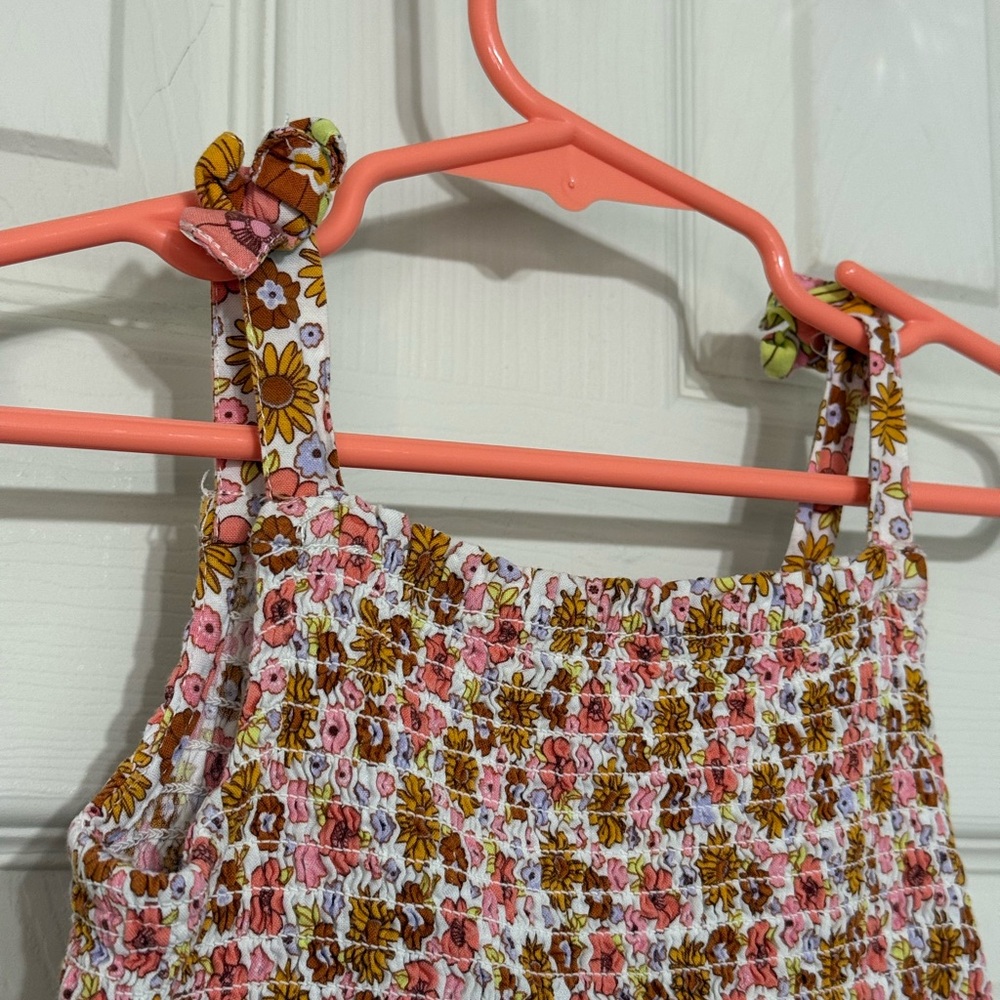 Wonder Nation Pink and Brown Floral Tierd Kids Dress 4T - Picture 3 of 5